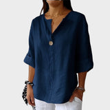 Zamma | Blusa de lino con cuello en V