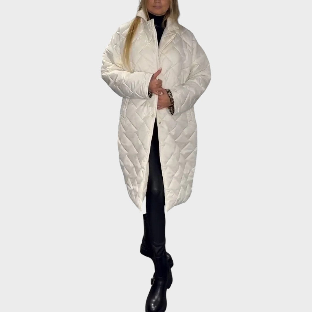 Ofira |  Abrigo Reversible Acolchado Con Forro De Leopardo