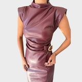 Brazella | Vestido Elegante de Ante con Abertura