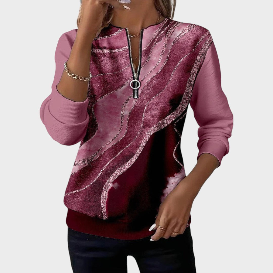 Vânia | Suéter con Cremallera y Estampado