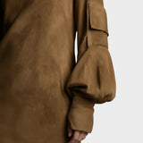 Mimi | Vestido Corto de Ante con Cuello Alto