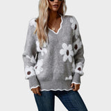 Paula | Jersey de Punto Floral Con Escote en V