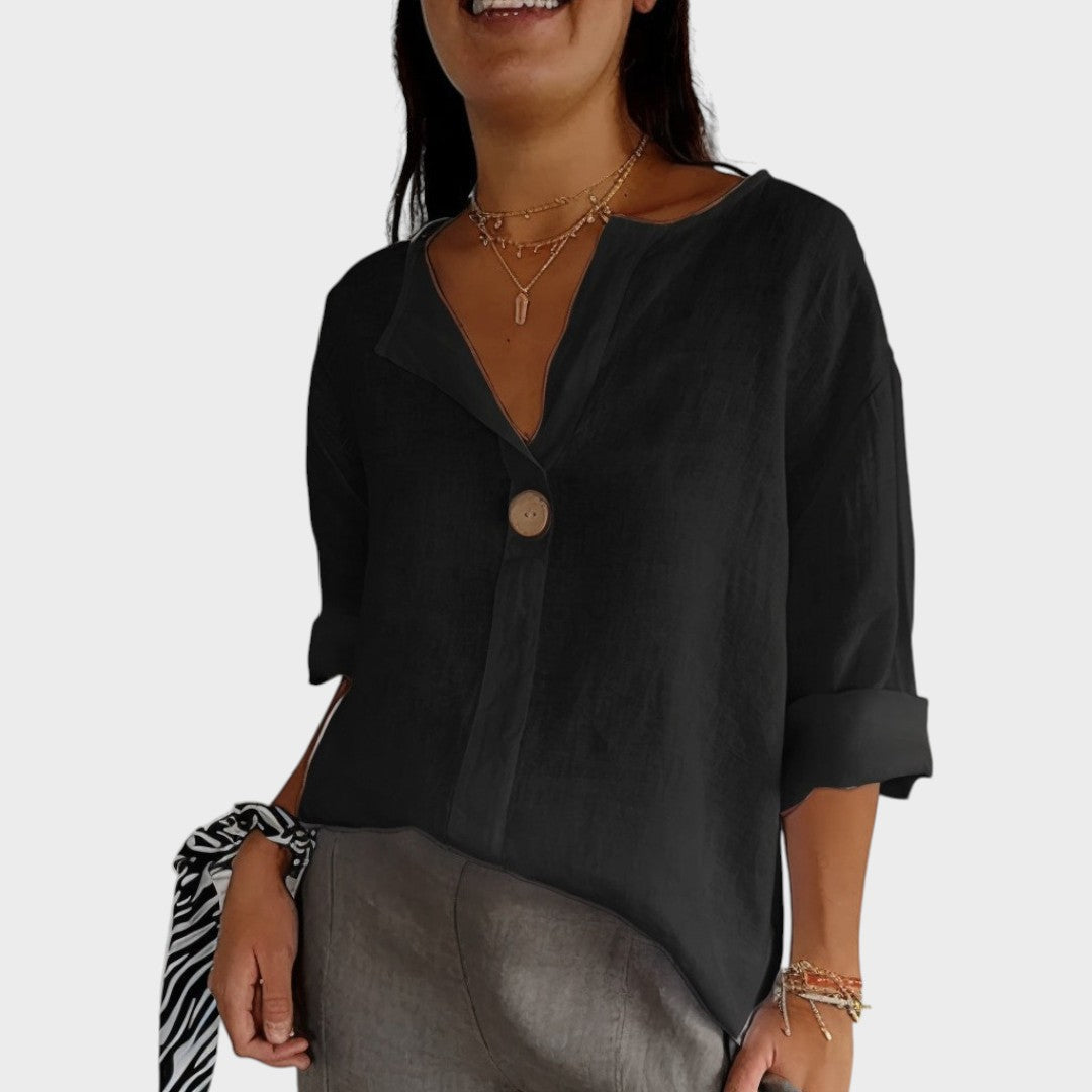 Zamma | Blusa de lino con cuello en V