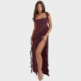 Amira | Vestido largo ciruela oscuro