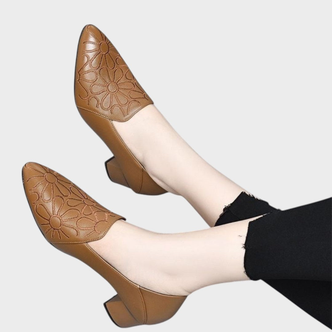 Elena | Zapatos de Cuero Con Bardados