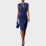 Moana |  Vestido Midi de Manga Larga Con Cuello Redondo