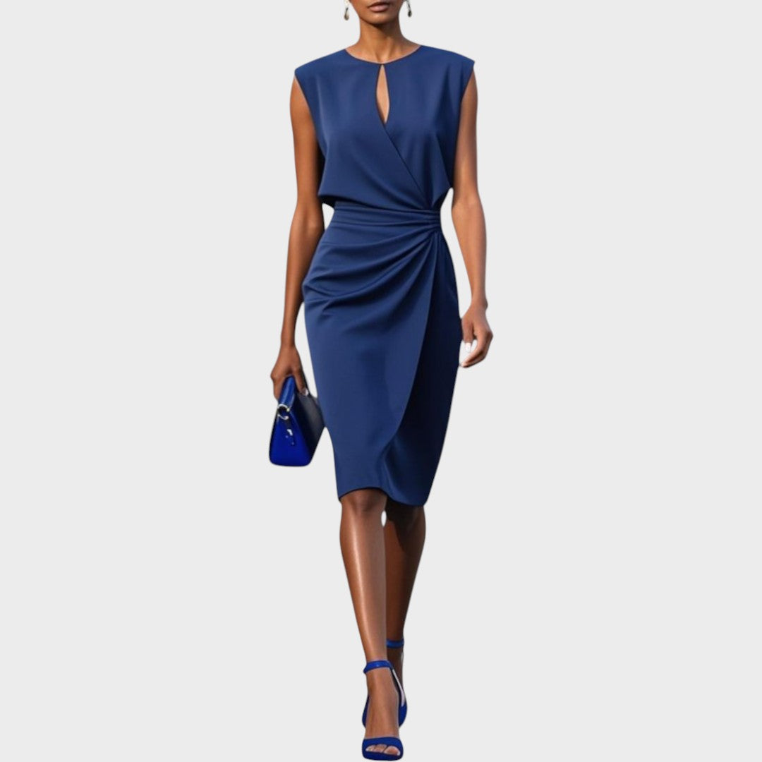 Moana |  Vestido Midi de Manga Larga Con Cuello Redondo