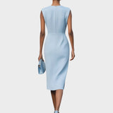 Moana |  Vestido Midi de Manga Larga Con Cuello Redondo